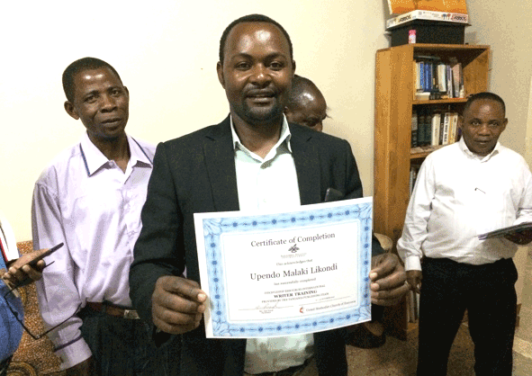 Writing Workshop participant with course completion certificate