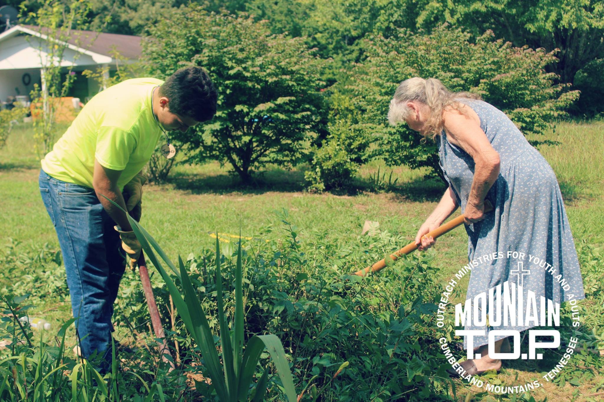 Mountain Top project - two people working in a garden