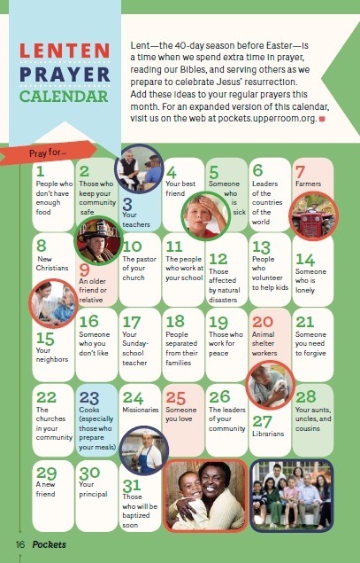 Discipleship Ministries | Lenten Prayer Calendar (from Pockets… Discipleship Ministries | Lenten Prayer Calendar (from Pockets…